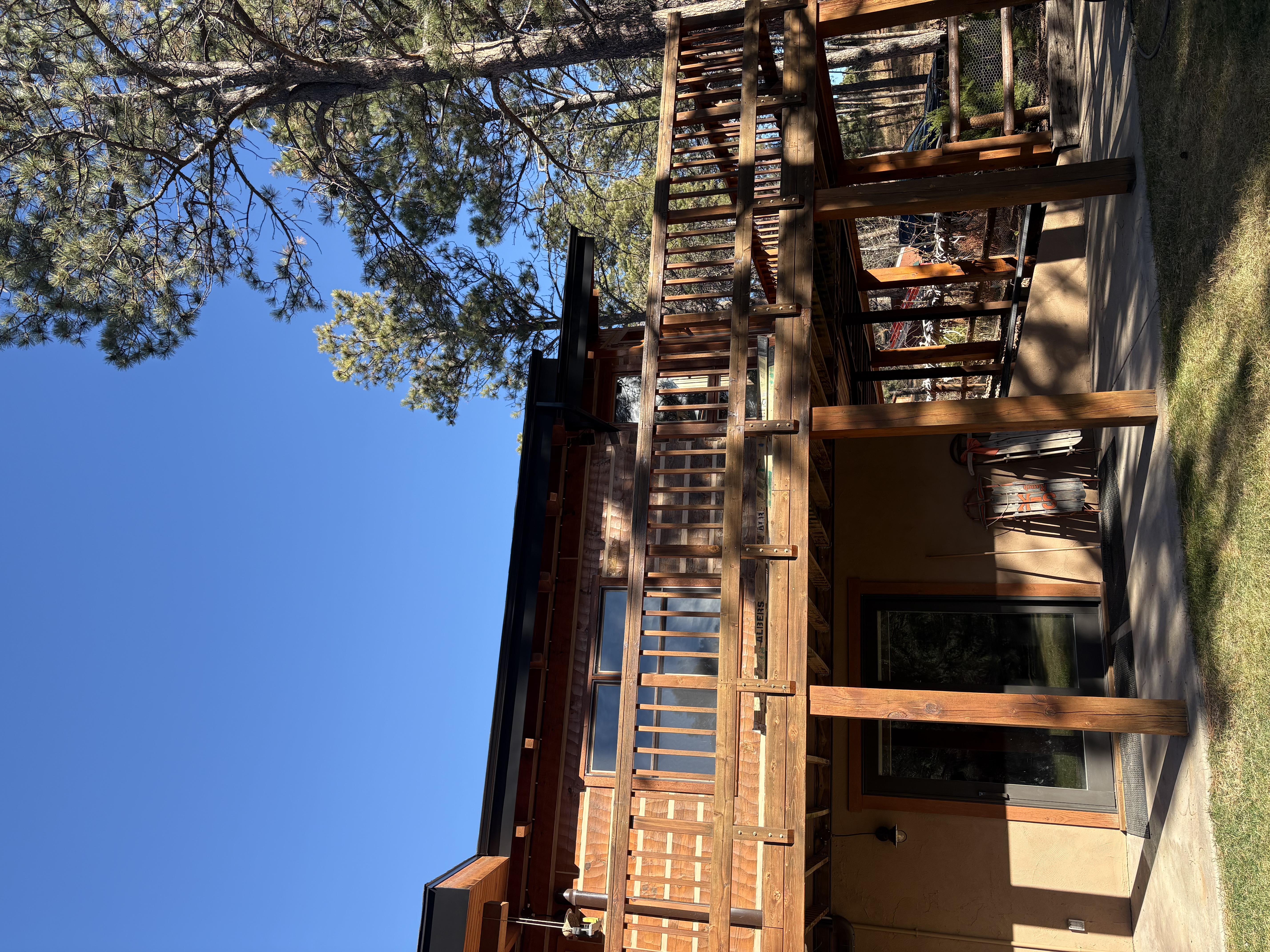 Cabin porch and deck with exterior finishing